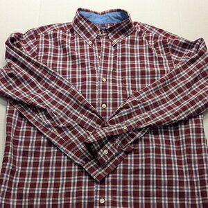 Chaps Easy Care Size M Mens red Plaid Long Sleeve Button Down Collar Shirt